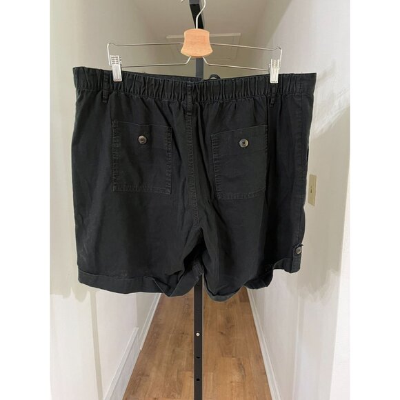 EUC Faded Glory Black Linen-Cotton Blend Cargo Shorts Drawstring Waist - Picture 2 of 5